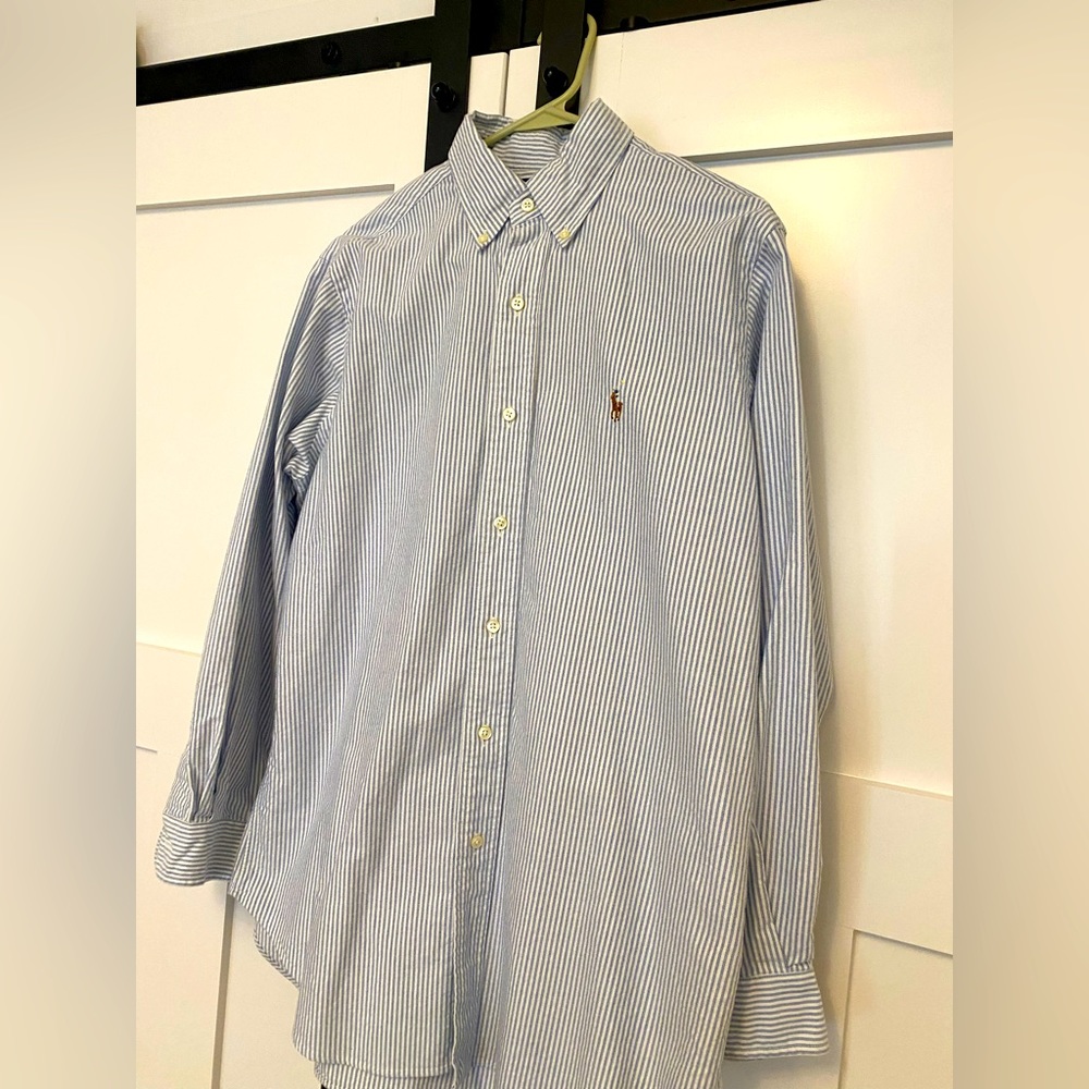 Ralph Lauren 15 1/2 32/33 Dress Shirt- Blue and White Stripe Oxford